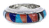 Southwest Sterling Silver Multicolor Inlay Ring Size 5-1/2 TX41874